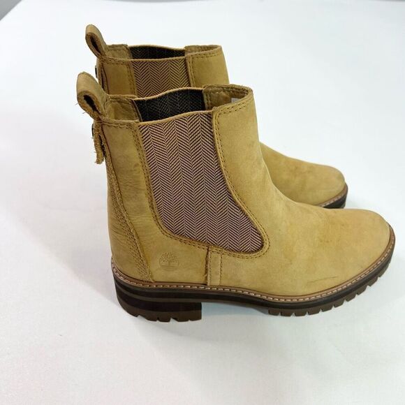 Timberland Boots Womens Size 8 Tan Suede Pull-On Chelsea - Picture 1 of 9